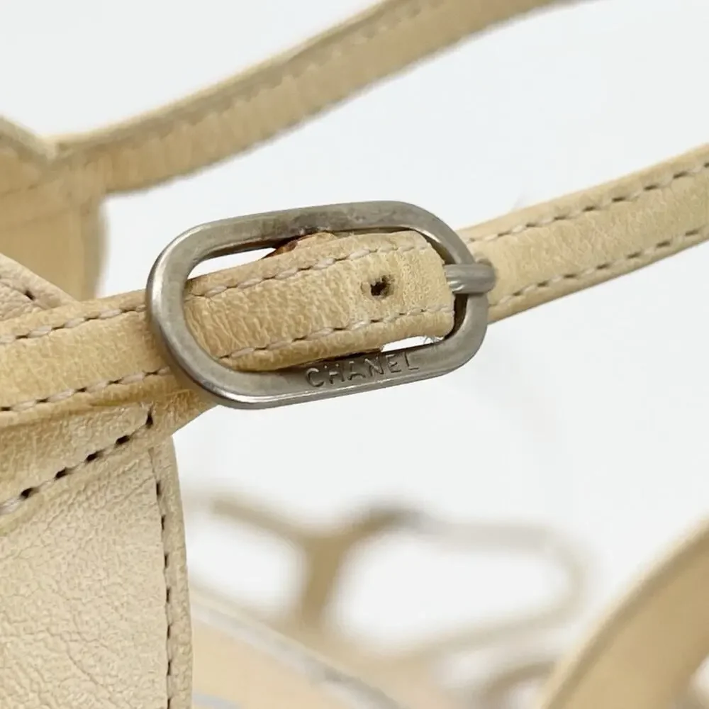 CHANEL cream leather